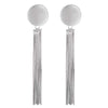 New Style Satin Circle Stud Statement Earrings, Long Tassel Fringe Dangle, Party Event Dress Banquet - COOLSTEELANDBEYOND Jewelry