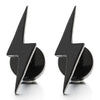 Pair Black Stainless Steel Lightning Bolt Stud Earrings for Men and Women, Screw Back - COOLSTEELANDBEYOND Jewelry
