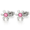 Pair Flower Stud Earrings of Stainless Steel for Women and - COOLSTEELANDBEYOND Jewelry