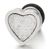 Pair Heart Stud Earrings Stainless Steel with Sparkling Sand Glitter, Screw Back - COOLSTEELANDBEYOND Jewelry