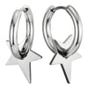 Pair Men Women Stainless Steel Plain Circle Huggie Hinged Hoop Earrings with Shooting Star - COOLSTEELANDBEYOND Jewelry