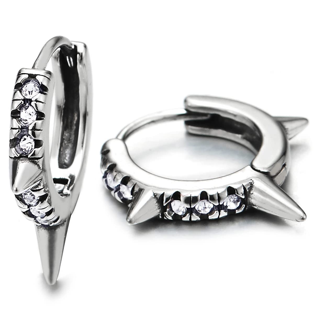 Stainless Steel Satin Grooved Huggie Hinged Hoop Earrings...