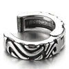 Pair Men Women Steel Huggie Hinged Hoop Earrings with Swirl Waves, Non-piercing Clip on Earrings - COOLSTEELANDBEYOND Jewelry