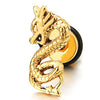 Pair Mens Stainless Steel Gold Color Dragon Stud Earrings, Screw Back - COOLSTEELANDBEYOND Jewelry