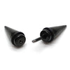 Pair Mens Womens Black Double Spike Stud Earrings in Stainless Steel, Cheater Fake Ear Plugs Gauges… - coolsteelandbeyond