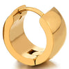 Pair Mens Womens Gold Stainless Steel Curved Surface Huggie Hinged Hoop Earrings Classic, Polished - COOLSTEELANDBEYOND Jewelry