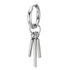 Pair Mens Womens Stainless Steel Huggie Hinged Hoop Earrings with Dangling Cylinder Stick Bars - COOLSTEELANDBEYOND Jewelry