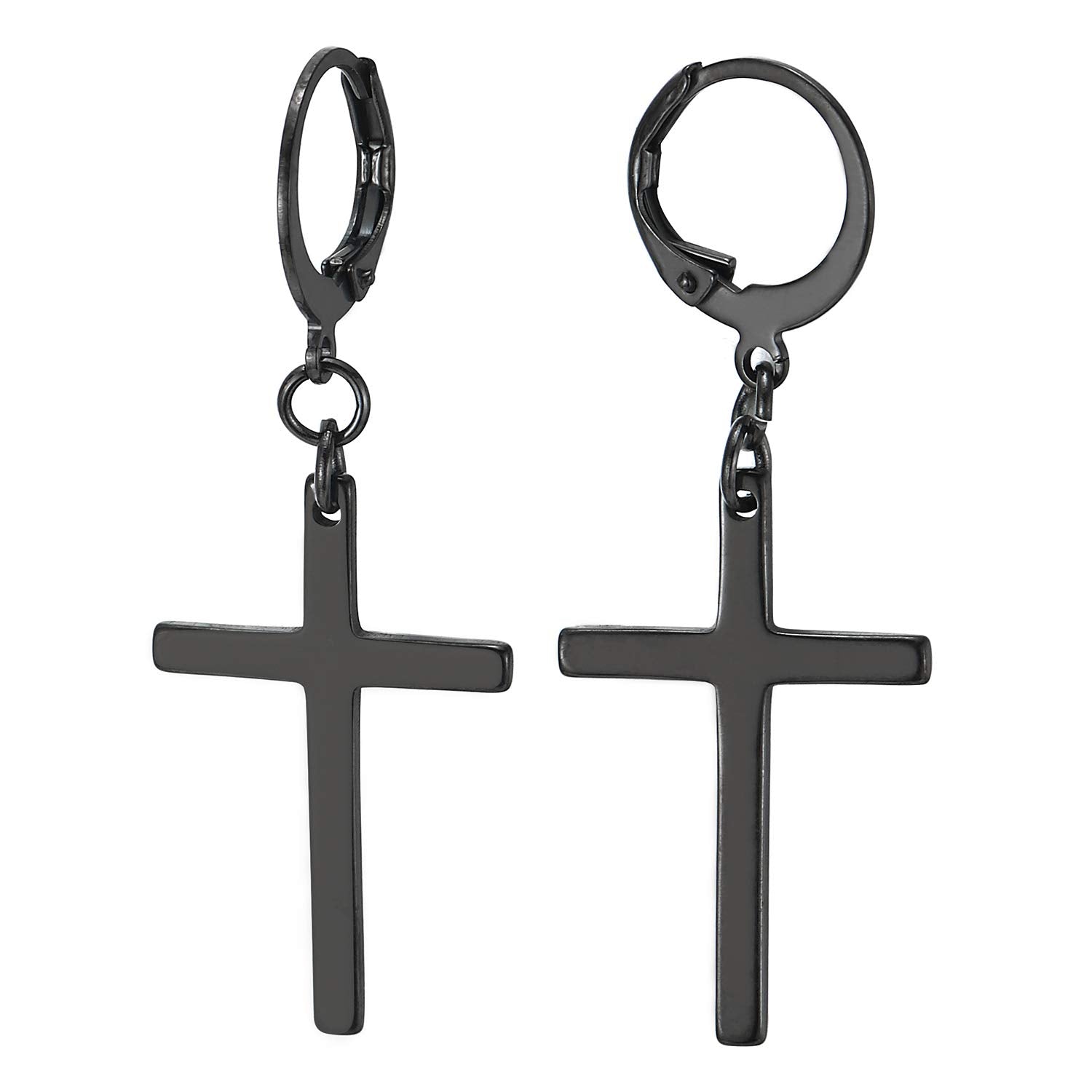 Pair Mens Womens Stainless Steel Huggie Hinged Hoop Earrings with