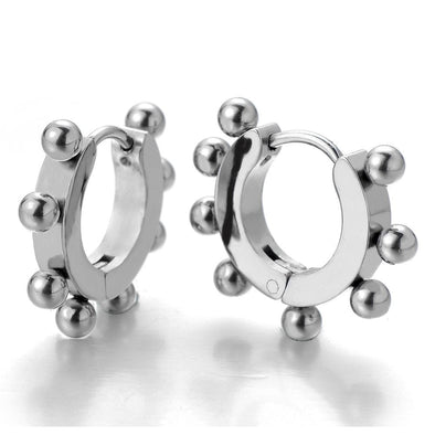 Pair of Huggie Hinged Hoop Earrings for Men Women - COOLSTEELANDBEYOND Jewelry