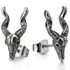 Pair of Spiral Big Horn Goat Stud Earrings Unisex for Mens Women, Stainless Steel - COOLSTEELANDBEYOND Jewelry