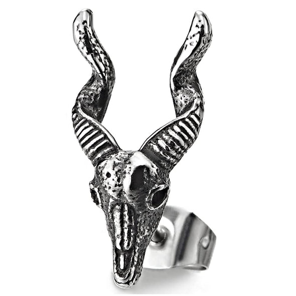 Pair of Spiral Big Horn Goat Stud Earrings Unisex for Mens Women, Stainless Steel - COOLSTEELANDBEYOND Jewelry