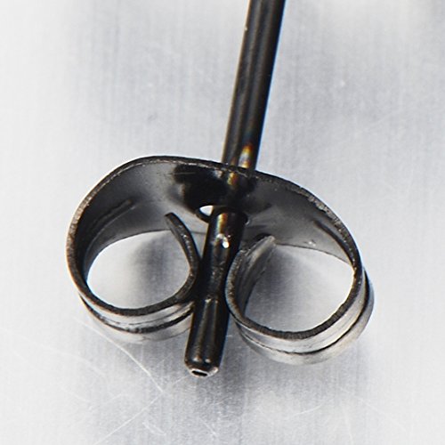 Pair Small Black Flat Heart Stud Earrings Stainless Steel for Womens - COOLSTEELANDBEYOND Jewelry