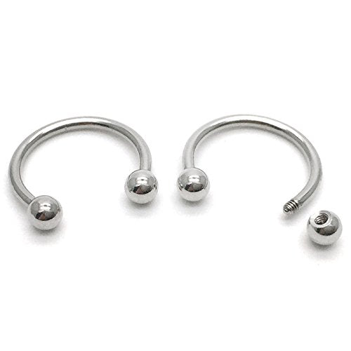 Pair Stainless Steel Bead Half Hoop Huggie Hinged Earrings for Men Women, Screw Back