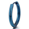 Pair Stainless Steel Blue Circle Huggie Hinged Hoop Earrings for Men Women - coolsteelandbeyond