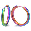 Pair Stainless Steel Colorful Plain Circle Huggie Hinged Hoop Earrings for Men Women - COOLSTEELANDBEYOND Jewelry