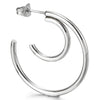 Pair Stainless Steel Double Half Open Hoop Huggie Hinged Stud Earrings for Women - COOLSTEELANDBEYOND Jewelry
