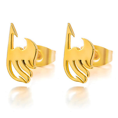 Pair Stainless Steel Gold Color Angle Wing Stud Earrings for Women Men, Screw Back - COOLSTEELANDBEYOND Jewelry