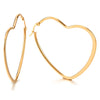 Pair Stainless Steel Gold Color Flat Heart Huggie Hinged Hoop Earrings for Women - COOLSTEELANDBEYOND Jewelry