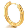 Pair Stainless Steel Gold Color Plain Circle Huggie Hinged Hoop Earrings for Men Women - coolsteelandbeyond