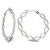 Pair Stainless Steel Huggie Hinged Hoop Flat Oval Link Earrings with Cubic Zirconia for Women - COOLSTEELANDBEYOND Jewelry