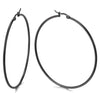 Pair Stainless Steel Large Black Plain Circle Huggie Hinged Hoop Earrings for Women - COOLSTEELANDBEYOND Jewelry