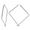 Pair Stainless Steel Large Plain Square Huggie Hinged Hoop Earrings for Women - COOLSTEELANDBEYOND Jewelry