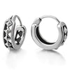 Pair Stainless Steel Line of Diamond Shape Huggie Hinged Hoop Earrings, Unisex Men Women - COOLSTEELANDBEYOND Jewelry