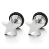 Pair Stainless Steel Plain Flat Star Pentagram Stud Earrings for Man Women, Screw Back, 2pcs - COOLSTEELANDBEYOND Jewelry