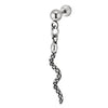Pair Stainless Steel Screw Stud Earrings with Dangling Snake for Men Women, Screw Back - COOLSTEELANDBEYOND Jewelry