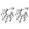 Pair Stainless Steel Spider Web Half Open Hoop Huggie Hinged Stud Earrings for Women Men - COOLSTEELANDBEYOND Jewelry