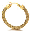Pair Stainless Steel Wire Mesh Circle Huggie Hinged Hoop Earrings for Women Gold Color - COOLSTEELANDBEYOND Jewelry