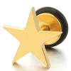 Pair Steel Gold Color Plain Flat Star Pentagram Stud Earrings for Man Women, Screw Back, 2pcs - COOLSTEELANDBEYOND Jewelry