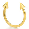 Pair Steel Gold Color Spike Arrow Half Circle Huggie Hinged Earrings for Men Women, Screw Back - coolsteelandbeyond