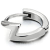 Pair Vintage Zip Zap Lightning Bolt Circle Huggie Hinged Hoop Earrings Stainless Steel, Men Women - COOLSTEELANDBEYOND Jewelry