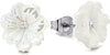 Pair White Acrylic Petal Flower Stud Earrings with Cubic Zirconia, for Women - COOLSTEELANDBEYOND Jewelry