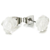 Pair White Acrylic Rose Flower Stud Earrings for Women - COOLSTEELANDBEYOND Jewelry
