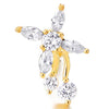 Pair Womens Cubic Zirconia Flower Stud Earrings, Screw Back, Gold Color, Exquisite - COOLSTEELANDBEYOND Jewelry