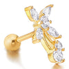 Pair Womens Cubic Zirconia Flower Stud Earrings, Screw Back, Gold Color, Exquisite - COOLSTEELANDBEYOND Jewelry