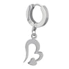 Pair Womens Stainless Steel Huggie Hinged Hoop Earrings with Dangling Double Irregular Hearts - COOLSTEELANDBEYOND Jewelry
