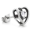 Pair Womens Vintage Hollow Hearts Stud Earrings with Solitaire Cubic Zirconia, Stainless Steel - COOLSTEELANDBEYOND Jewelry