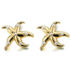 Pretty Gold Color Starfish Stud Earrings with Pearl - COOLSTEELANDBEYOND Jewelry