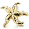 Pretty Gold Color Starfish Stud Earrings with Pearl - COOLSTEELANDBEYOND Jewelry