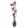 Purple Violet Art Deco Prom Rhinestone Marquise Cluster Chandelier Long Dangle Statement Earrings - COOLSTEELANDBEYOND Jewelry