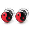 Red Black Yin-Yang Stud Earrings for Men Women, Steel Cheater Fake Ear Plugs Gauges Illusion Tunnel - COOLSTEELANDBEYOND Jewelry