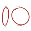 Red Large Circle Statement Hoop Huggie Hinged Stud Earrings - COOLSTEELANDBEYOND Jewelry