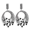 Rhinestone Black Resin Balls Layer-design Hoop Circle Tulip Flower Large Drop Statement Earrings - COOLSTEELANDBEYOND Jewelry