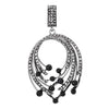 Rhinestone Black Resin Balls Layer-design Hoop Circle Tulip Flower Large Drop Statement Earrings - COOLSTEELANDBEYOND Jewelry