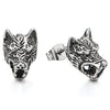 Rock Punk Mens Wolf Head Stud Earrings in Stainless Steel, 2 Pcs - COOLSTEELANDBEYOND Jewelry