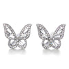 Shinny Butterfly Stud Earrings with Crystals and Rhinestones - COOLSTEELANDBEYOND Jewelry