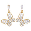 Shinny Gold Color Butterfly Statement Drop Dangle Stud Earrings with Crystals - COOLSTEELANDBEYOND Jewelry